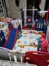 幼贝臣儿童游戏围栏宝宝婴儿学步爬行垫安全护栏栅栏家用室内儿童游乐场 1.86m*1.92m蓝白秋画+架马梯球池200球 实拍图