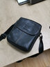 牛船长皮具时尚男士真皮休闲单肩斜挎男包包头层牛皮翻盖商务竖款ipad小包 黑色短盖头 实拍图