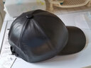 慕兰陆莲真皮帽子男冬季加绒加厚保暖老人帽子绵羊皮防寒中老年帽子休闲防风鸭舌帽纯色简约可调节 黑色 56-60CM 实拍图