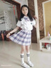 贝孩趣童装女童jk套装学院风衬衫儿童小学生校服百褶裙子六一儿童节班服 粉红色 130 码(建议身高115-125厘米) 实拍图