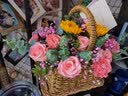 插画鲜花速递向日葵手提花篮乔迁之喜送长辈朋友全国同城配送 粉玫瑰康乃馨混搭手提花篮 实拍图