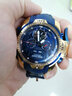 瑞夫泰格（reef  tiger）手表极光系列全自动机械男表夜光防水大表盘多功能手表RGA3532 金壳蓝面红针蓝胶 RGA3532 实拍图