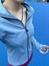 槿城瑜伽服女春秋长袖高弹速干透气运动外套健身服紧身显瘦上衣WT01 雾蓝-上衣 L （105-115斤） 实拍图