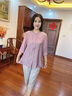 缇米媗母亲节妈妈夏套装七分袖t恤衬衫洋气绣花宽松中老年女大码两件套 粉色套装（上衣+黑色裤子）2151 L建议穿110斤以内 实拍图