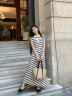 Olrain欧芮儿条纹连衣裙女夏季新款POLO领收腰针织背心裙子女 条纹 L 实拍图