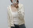 BM针织开衫毛衣女2026新款秋冬美式奶呼呼简约百搭连帽针织开衫卫衣 米色 均码 实拍图