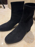 达芙妮加绒气质百搭短靴粗跟中筒瘦瘦靴软底高跟女靴4622607082 黑色 34 实拍图