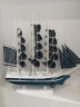 墨斗鱼木制帆船33cm深蓝色2050客厅酒柜电视柜摆件家居装饰品手工艺品 实拍图