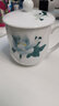 红官窑国瓷泡茶杯可定制陶瓷杯子白瓷釉下彩带盖马克杯办公室水杯礼物 空谷幽兰【礼盒装】450ml1只 实拍图