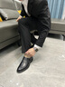 老爷车（WECKER）春夏商务皮鞋男一脚蹬凉皮鞋真皮男鞋透气青中年男士皮鞋德比鞋男 LYC3500黑色[单里款] 41 实拍图