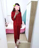 金三塔真丝睡衣女100%桑蚕丝外穿凉感养肤两件套装睡裤居家服 19姆米胭脂红 M 实拍图