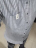OLOEY100%纯棉秋冬新款男士磨毛加绒加厚保暖长袖条纹衬衫外套百搭衬衣 Z513灰色 XL 实拍图