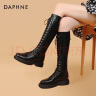 达芙妮（DAPHNE）靴子女长筒靴女骑士靴厚底马丁靴女秋冬款女靴 黑色 38 实拍图