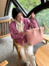 TOMMY HILFIGER女装通勤拼色织带单肩拉链手提大容量托特包14474/14775 粉红色TQS OS 实拍图