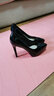 彩姿莲欧美风网红明星同款超高跟尖头单鞋性感夜店防水台细跟高跟鞋女 黑色漆皮（12厘米） 38 实拍图