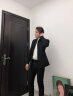 yhv中山装立领套装男士修身青年中式结婚礼服中国风表演伴郎主持 1665黑色中山套装 S （160）建议90斤-95斤 实拍图