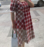 独束微胖MM大码女装百搭时尚显瘦通勤方领格子气质连衣裙 红白格 5 晒单实拍图
