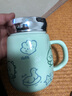 精东家超可爱镜面盖卡通陶瓷杯带勺网红马克杯少女心大容量喝水杯子 绿色小恐龙-470ml（不带勺） 实拍图