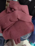 百图betu女装冬季新款毛衣慵懒风高领插肩长袖开叉毛衫女2311T85 紫红 S 实拍图