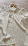品彩夏季雪纺短袖衬衫女垂感韩系蝴蝶结飘带上衣通勤 P12KC1288 实拍图