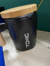 特美刻（TOMIC） 创意陶瓷杯子情侣水杯木手柄咖啡杯马克杯男女办生日礼物伴手礼 黑色单只 400ml 实拍图