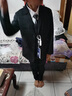 罗蒙儿童西装套装主持人礼服中大童钢琴毕业演出服花童男童表演西服狂 黑色：外套+裤子+领带+领结 150 实拍图