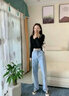 马迪安 牛仔裤女宽松薄款2023春秋季新款高腰直筒拖地垂感阔腿老爹裤潮 浅蓝常规长裤 S 【80-95斤】 实拍图