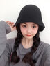 JIASHENGXI 网红款渔夫帽子女夏天遮脸日系棉麻透气薄款钟型复古水桶帽韩版潮秋冬毛呢保暖 黑色-棉麻水桶帽 M(56-58cm) 实拍图