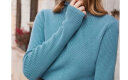 三彩2021冬季新款半高领修身打底衫美丽诺羊毛衫弹力针织衫女 蓝色  160/84A/M 晒单实拍图