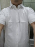 罗蒙（ROMON）商务短袖衬衫男士半袖上衣夏季中青年休闲纯色工装职业白衬衣男装 白+白 44 建议拍大一码 实拍图