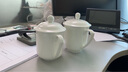 錦鳯会议茶杯酒店宾馆陶瓷茶杯骨瓷盖杯商务办公瓷杯碟纯白定制logo 小号嘉宾杯 实拍图