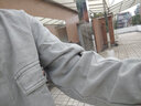 季言重磅短款工装做旧衬衫外套男春秋厚款长袖美式复古军旅风黑色上衣 灰色 S 实拍图