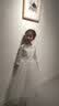 小咔衣浓儿童礼服公主裙蓬蓬纱花童婚纱小女孩长袖主持人钢琴演出服春秋季 098白色长款A6 130 实拍图