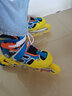 美洲狮儿童轮滑鞋成人男女闪光可调旱冰鞋溜冰鞋滑轮鞋 单闪黄蓝+护具+头盔+轮滑包 M (实际30-35码厂标34-37) 实拍图