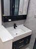 遇晨轻奢大理石浴室柜岩板一体盆洗手盆柜组合卫生间智能镜洗手洗漱台     包安装 可免费升级抽拉龙头 B90黑色大理石下挂镜柜款 实拍图