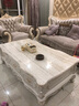 梦美斯宣 欧式茶几 天然大理石实木茶几 茶桌客厅家具实木茶几茶台722 1.6米天然白玉石茶几描金描银选 实拍图