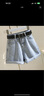 奕卬奕卬网红高腰牛仔短裤女夏季新款运动风宽松显瘦卷边阔腿a字热裤 实拍图