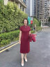 欧巴顿十一喜婆婆婚宴装平时可穿结婚妈妈礼服高贵旗袍春秋两件套连衣裙 2316红色 常规 【上衣+裙子】套装 3XL 建议115-130斤左右 实拍图