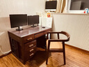 徕雅森新中式实木书桌台式电脑桌胡桃木写字台书房组合卧室家用书法桌椅 【进口胡桃】 1.2米书桌+围椅胡桃实木 实拍图