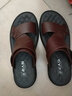 老人头沙滩鞋男夏季气垫凉鞋男真皮按摩两穿拖鞋头层牛皮透气软皮新款鞋 棕色-汽垫款 43 【鞋码偏大，脚瘦请买小一码】 实拍图