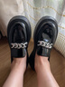 九寸阳光复古乐福鞋女2025年夏新款松糕厚底小皮鞋子金属水钻玛丽珍单鞋女 黑色【38】码 偏小半码 实拍图