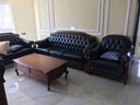 格澜帝尔（growdear）沙发美式古典真皮沙发牛皮沙发组合实木真皮沙发欧式新古典奢华 蓝色皮布三人位（可换皮布颜色） 实拍图
