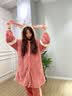 雅鹿睡袍女冬季珊瑚绒2026新款冬天加绒加厚长款浴袍法兰绒睡衣家居服 NSXER-包条睡袍-豆沙粉 L (推荐100-120斤) 实拍图