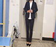 雅若美（yaruomei）小西装职业装女装套装工作服西服正装前台面试工装酒店ol通勤外套 黑色西装+裤子 L码(建议100-110斤) 实拍图