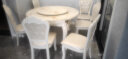谜城静静 欧式餐桌椅组合实木大理石伸缩折叠小户型圆桌方形多功能饭桌 餐桌+六皮椅 1.35M 实拍图