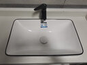 INVIIL台中盆半嵌入式台上盆洗手盆陶瓷面盆家用方洗脸盆 艺术盆台上盆 D款：方盆低薄台中5030黑线 单盆(送下水) 实拍图