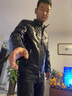 PERCOOL机车服真皮皮衣青年男士头层纯牛皮骑行皮夹克潮流摩托车服外套 黑色 (头层牛皮) M号 建议125-135斤 实拍图