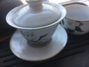 容山堂官窑盖碗大小号彩绘茶盖碗青花三才茶碗功夫茶具白瓷泡茶杯泡茶碗 官窑盖碗-亭亭玉立 实拍图