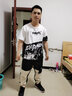 边七两件套】港仔文艺ins夏季男士短袖t恤涂鸦印花棉质衣服男宽松 6920黑色 2XL 实拍图