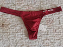 无畏船长 男士低腰纯色U凸弹力紧身性感一字T内裤 爽冰丝滑露臀丁字内裤 酒红色 L 实拍图